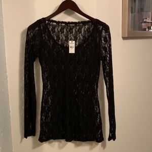Black Laced Long Sleeve Top